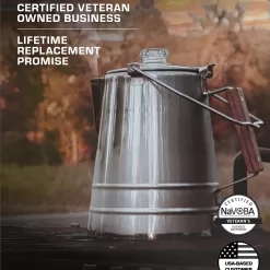 COLETTI Butte Camping Coffee Pot - Campfire Coffee Pot - Stainless Steel Coffee Maker for Outdoors or Stovetop (14 CUP)