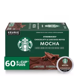 Starbucks Medium Roast K-Cup Coffee Pods — Mocha for Keurig Brewers — 6 boxes (60 pods total)