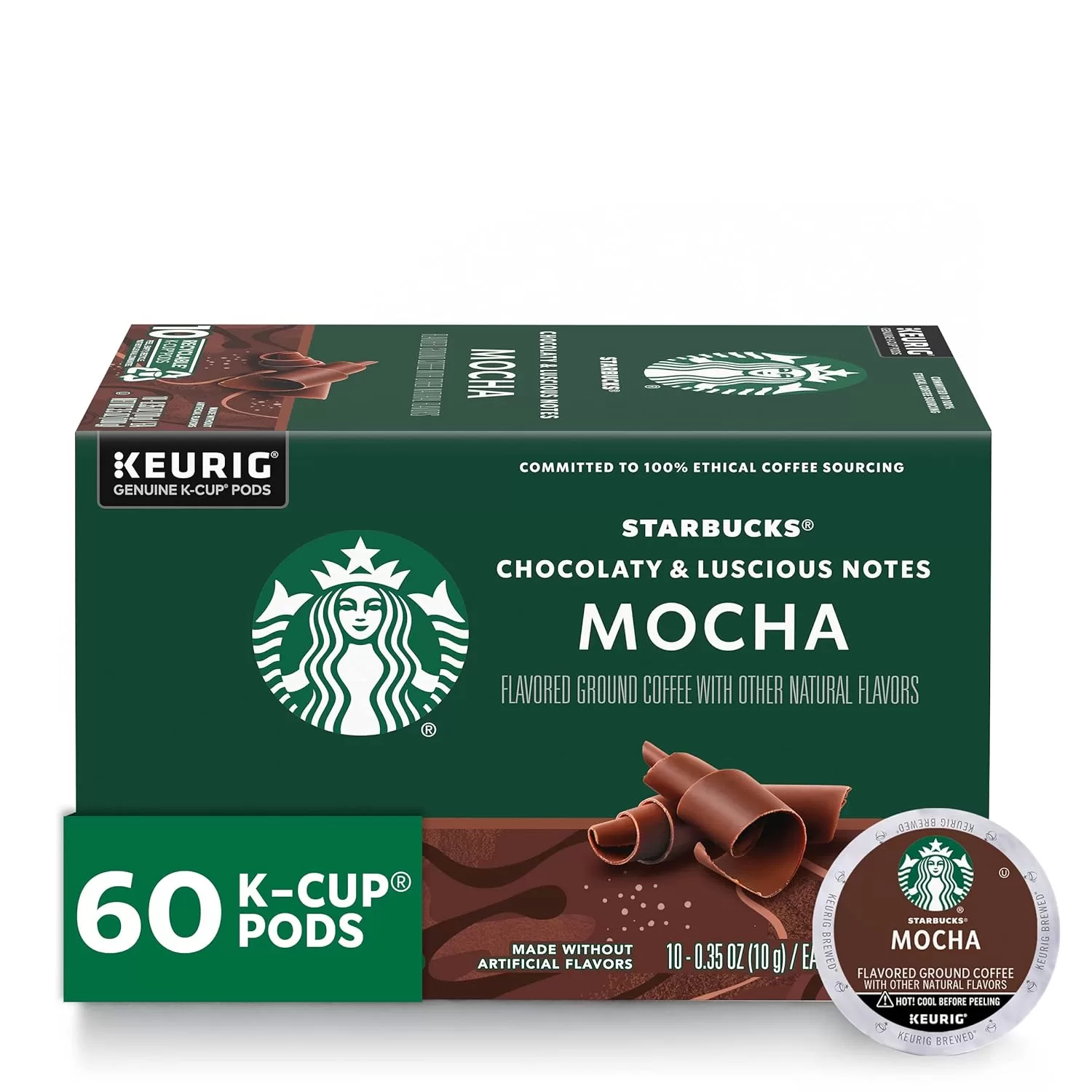 Starbucks Medium Roast K-Cup Coffee Pods — Mocha for Keurig Brewers — 6 boxes (60 pods total)