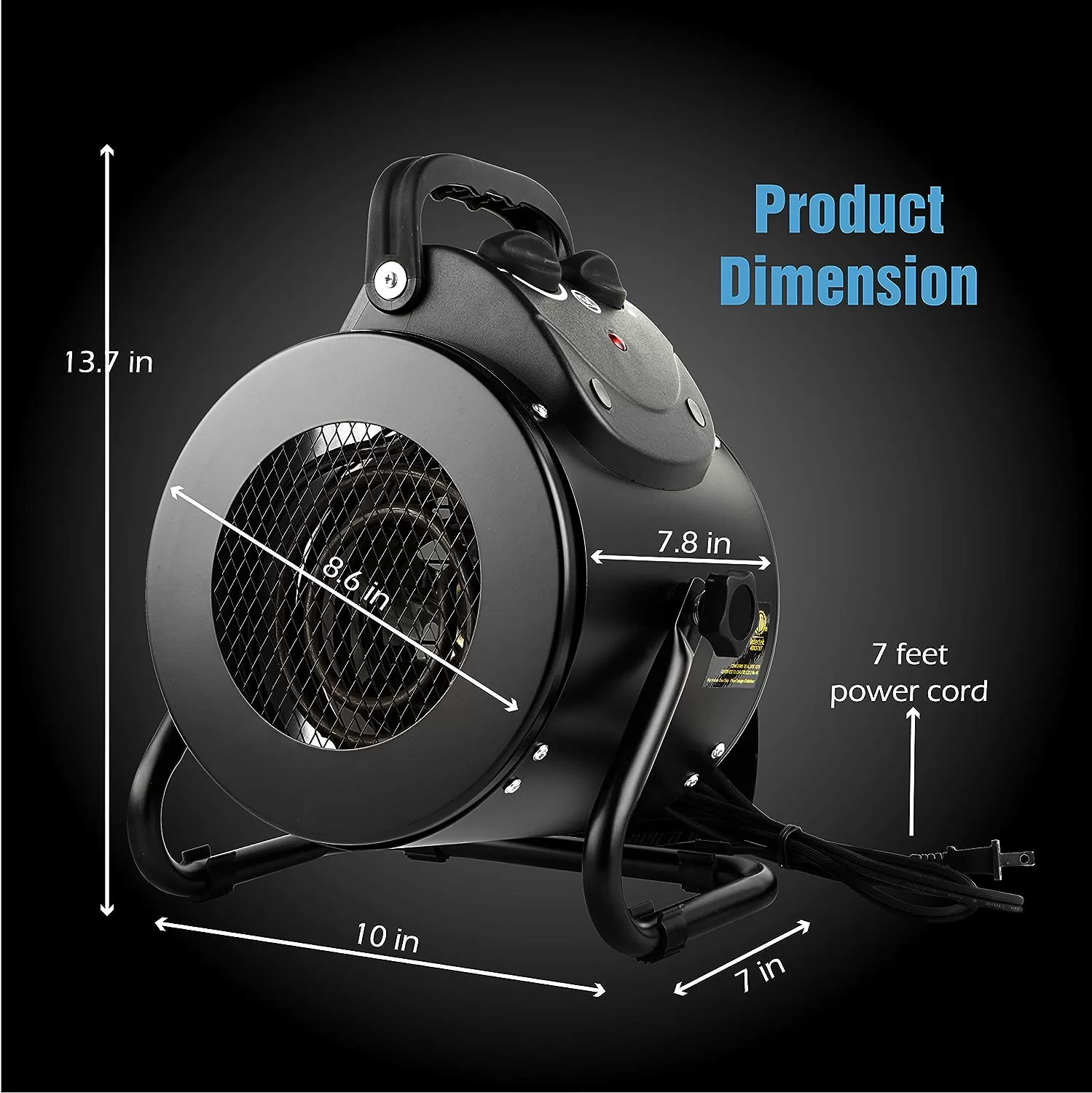Electric Heater Fan, Portable Heater with Overheat Protection, Fast Heating, Small Garage Heater