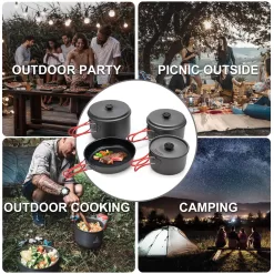 Alocs Camping Cookware Set Camping Gear, Compact Camping Pots and Pans Set, Durable Hard Alumina Camping Cooking Set