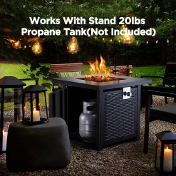Ciays Propane Fire Pits 28 Inch Outdoor Gas Fire Pit, 50,000 BTU Steel Fire Table, Black