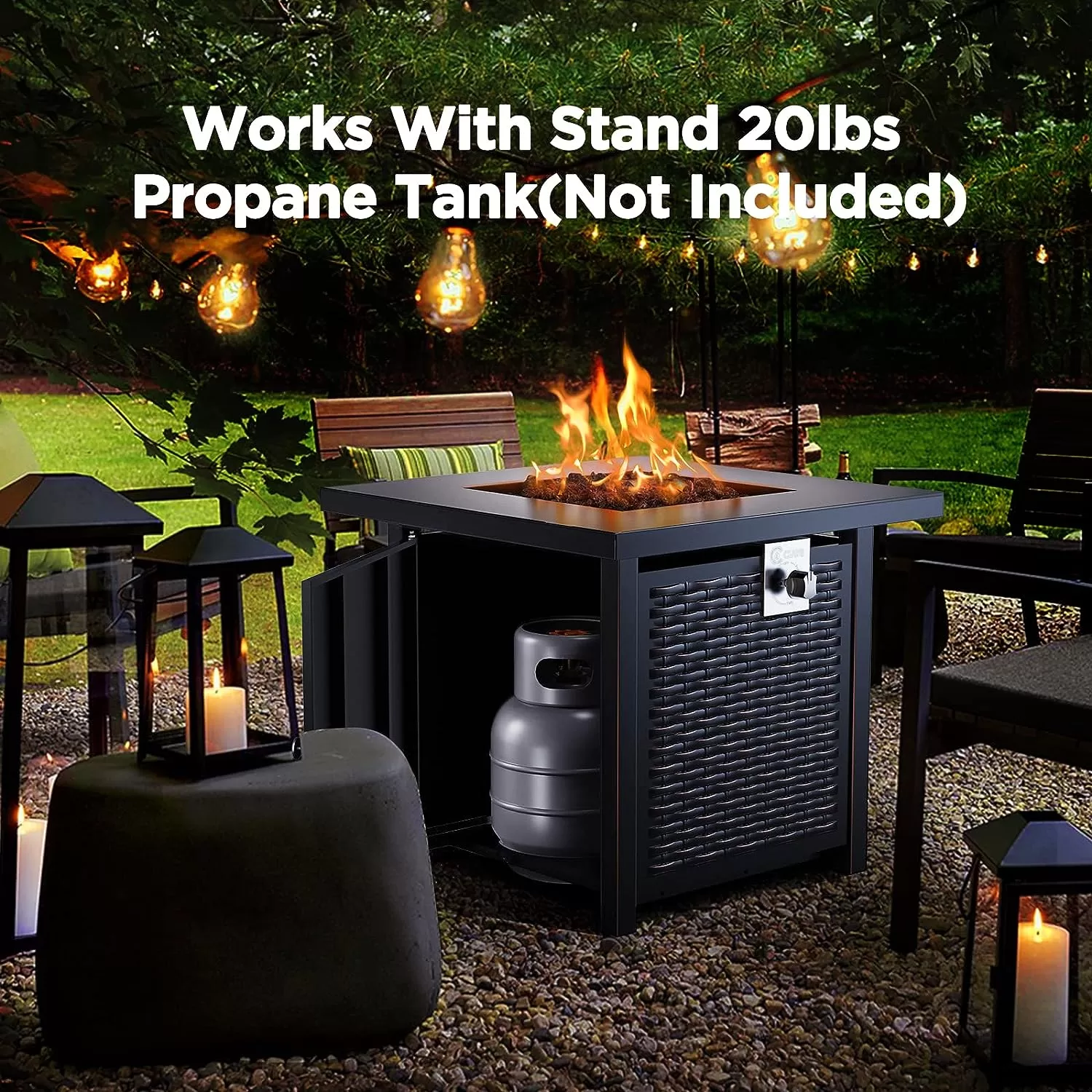 Ciays Propane Fire Pits 28 Inch Outdoor Gas Fire Pit, 50,000 BTU Steel Fire Table, Black