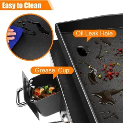 QuliMetal Table Top Grill Portable Griddle with Hood Non-Stick Flat Top Grill Griddle Propane Grill