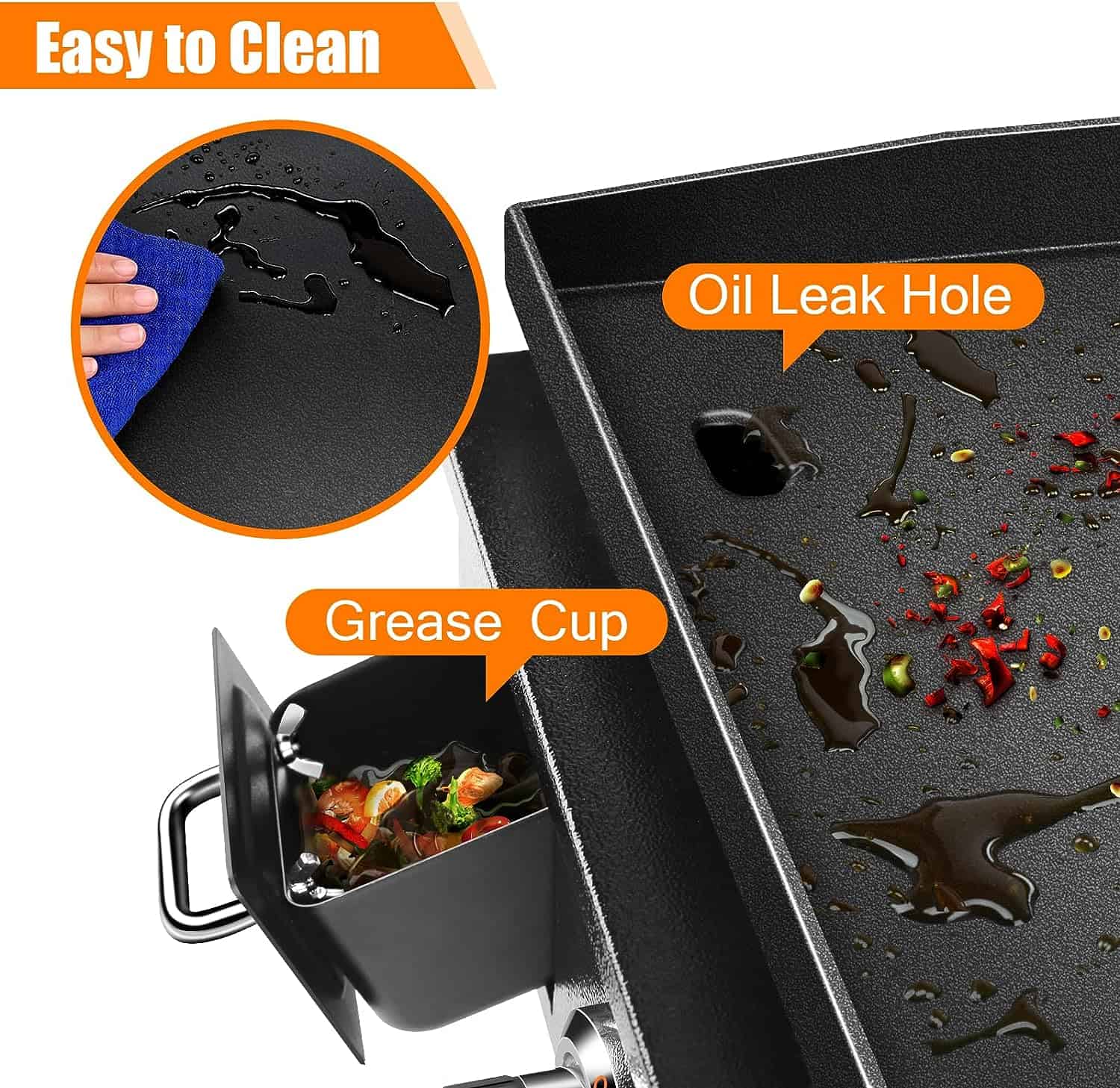 QuliMetal Table Top Grill Portable Griddle with Hood Non-Stick Flat Top Grill Griddle Propane Grill