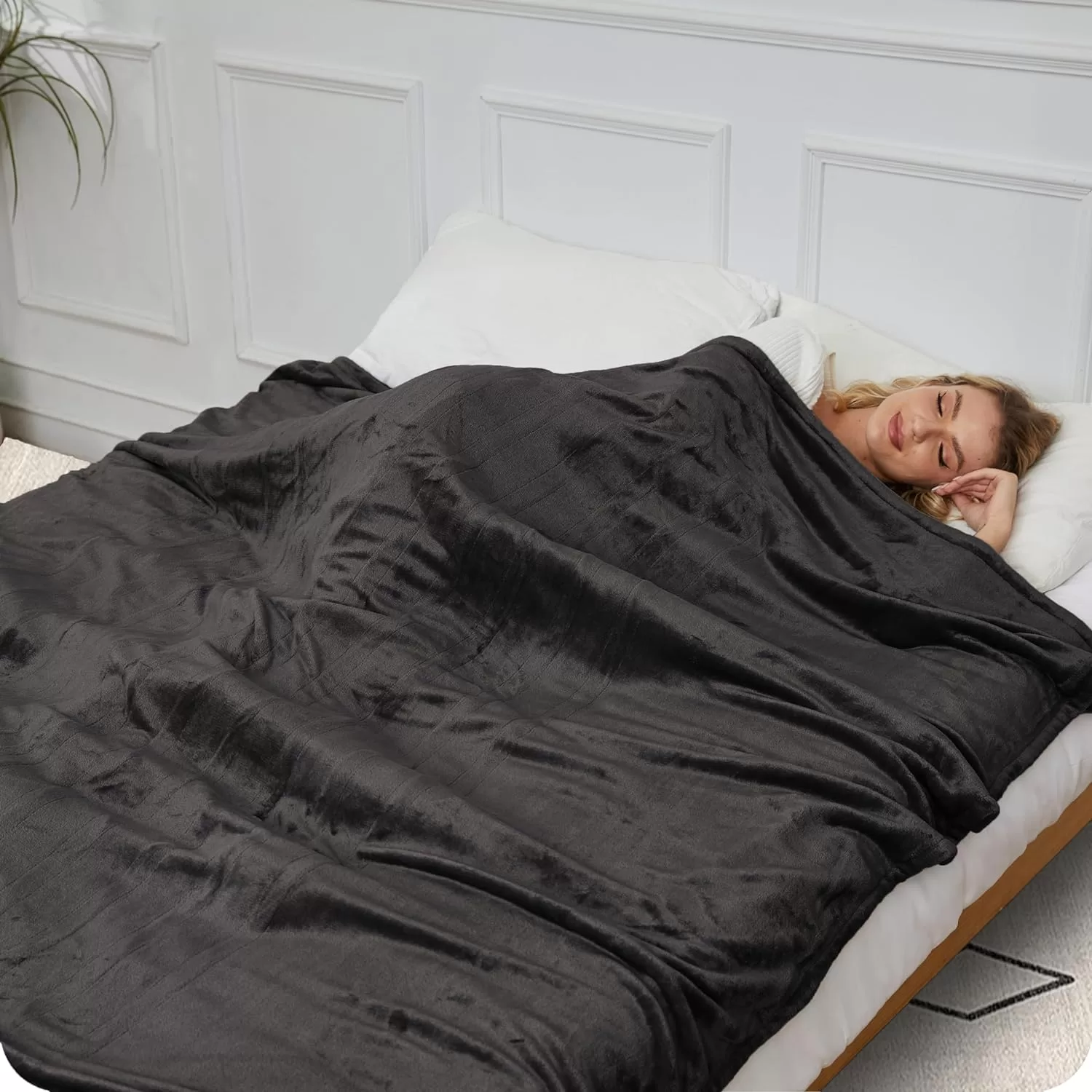 Electric Blanket Heated 72"x84" Full Size Oversized Flannel Heated Blanket - Dark Grey