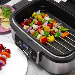 Runnatal 5-in-1 Smokeless Electric Indoor Grill with Air Fry, Roast, Bake & Dehydrate, Air Fryer, Black/Silver