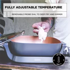 CRUX Electric Skillet with Glass Lid - Nonstick Scratch Resistant Ceramic Pan, Extra Deep, 12