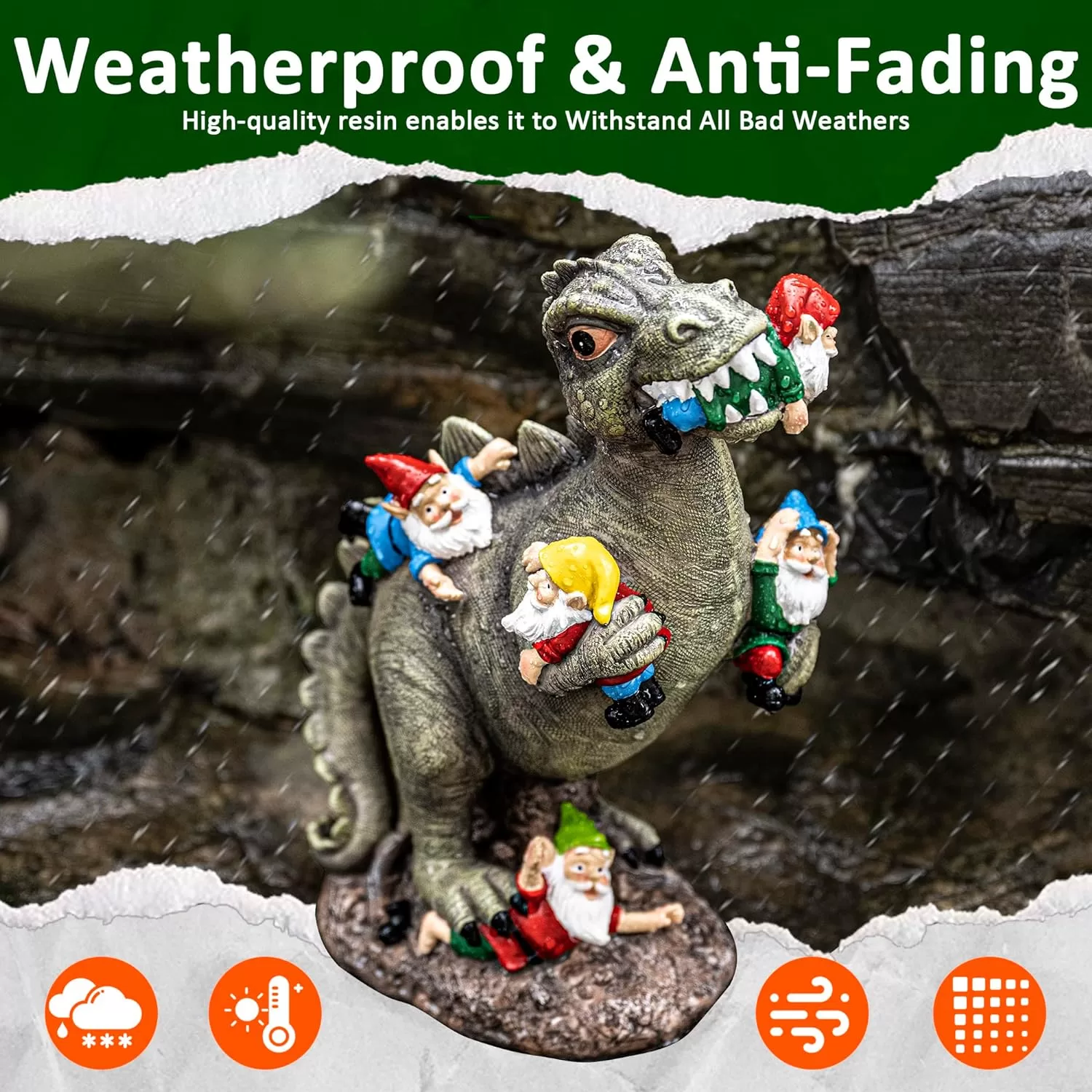 SOWSUN Dinosaur Gnomes Garden Statues Outdoor Decor Birthday Gifts for Mom Funny Gifts for Yard