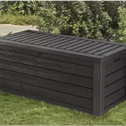 Keter Westwood 150 Gallon Plastic Backyard Deck Box and Storage, Dark Gray