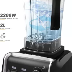 Professional Countertop Blender for kitchen Max 2200W High Power Home and Commercial Blender with Timer