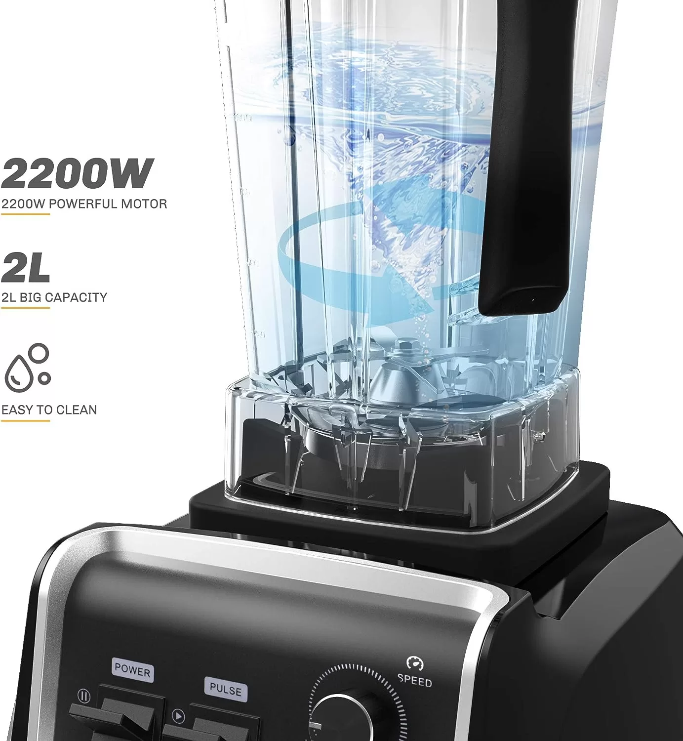 Professional Countertop Blender for kitchen Max 2200W High Power Home and Commercial Blender with Timer