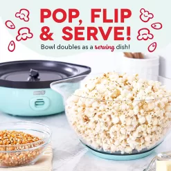 DASH SmartStore Deluxe Stirring Popcorn Maker, Hot Oil Electric Popcorn Machine, 24 Cups – Aqua