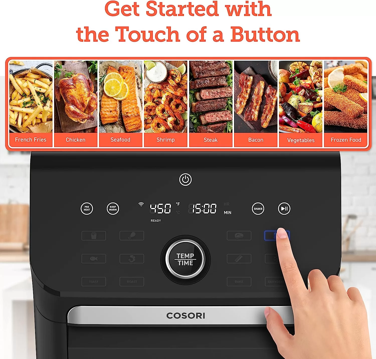 COSORI Air Fryer Oven Combo 7 Qt, Countertop Convection (100℉ to 450℉) , Stainless Steel, 1800W