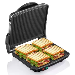 Yabano Gourmet Sandwich Maker Non-Stick Coated Plates 11" x 9.8", 4 Slice