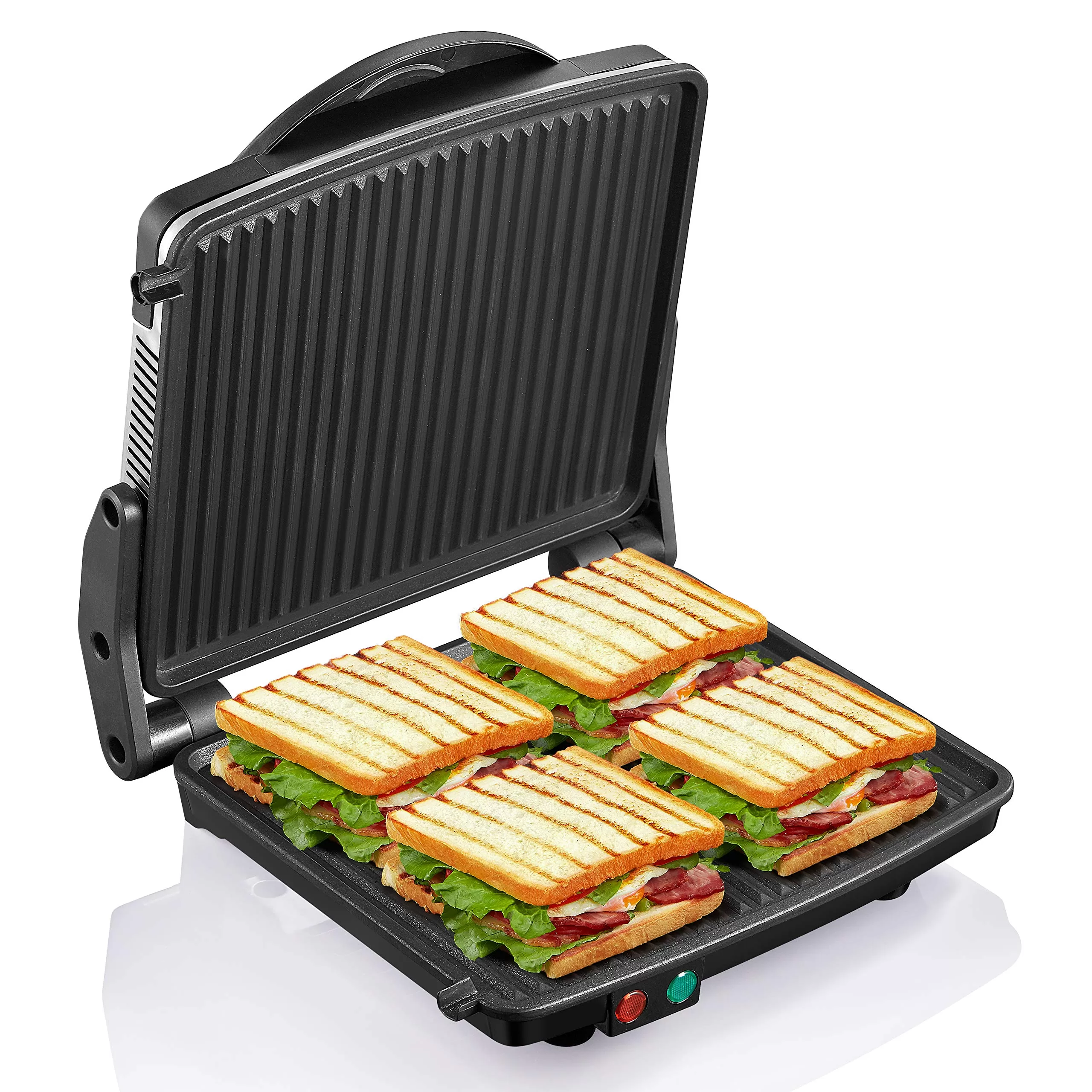 Yabano Gourmet Sandwich Maker Non-Stick Coated Plates 11" x 9.8", 4 Slice