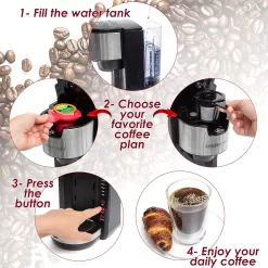 Mixpresso Single Serve Coffee Brewer K-Cup Pods Compatible & Ground Coffee, Black