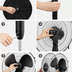 PELONIS 16'' Pedestal Remote Control, Oscillating Stand Up Fan 7-Hour Timer, Supreme 16