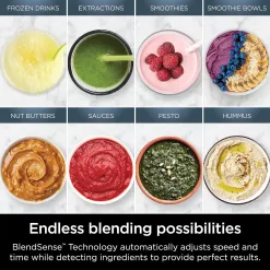 Ninja TB301 Detect Duo Power Blender Pro + Single Serve, BlendSense Technology, Black