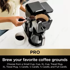 Ninja CFP301 DualBrew Pro Specialty 12-Cup Drip Maker with Glass Carafe, Single-Serve Grounds, Black