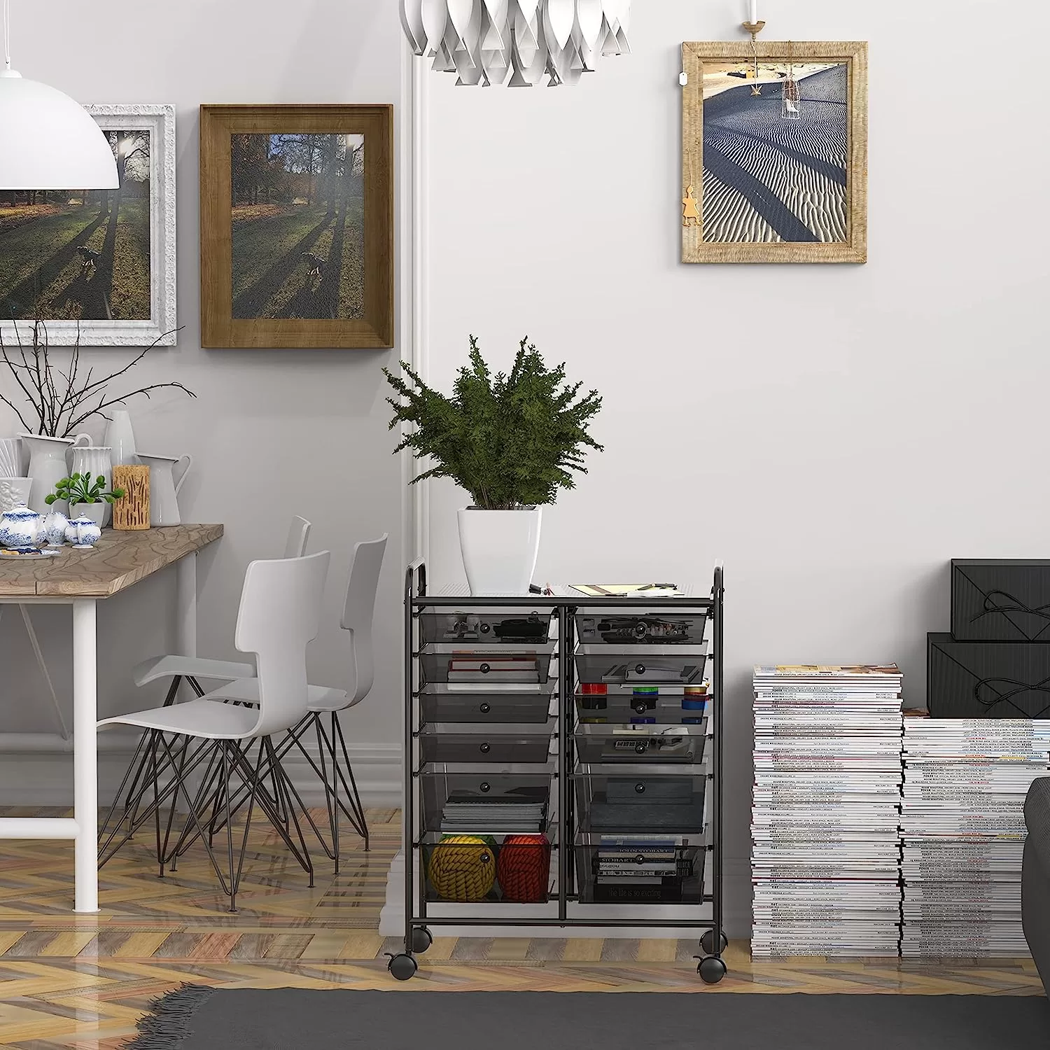SimpleHouseware 12-Drawers Rolling Storage Cart, Black
