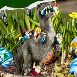 SOWSUN Dinosaur Gnomes Garden Statues Outdoor Decor Birthday Gifts for Mom Funny Gifts for Yard