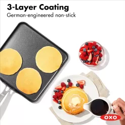 OXO Good Grips Pro 11" Griddle Pan, 3-Layered German Engineered Nonstick Coating, Black