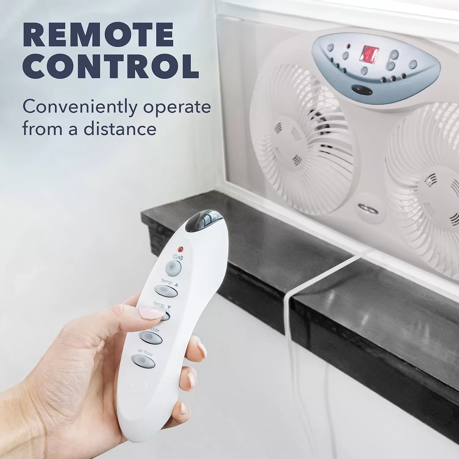 BIONAIRE Premium Digital 8.5" Twin Window Fan, Remote Control, Light Grey