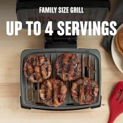 George Foreman Fully Submersible Grill, NEW Dishwasher Safe, Wash the Entire Grill, Easy-to-Clean Nonstick, Black/Grey