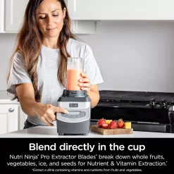 Ninja BL660 Professional Compact Smoothie & Food Processing Blender, 1100-Watts, 3 Functions, Gray