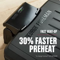 George Foreman Fully Submersible Grill, NEW Dishwasher Safe, Wash the Entire Grill, Easy-to-Clean Nonstick, Black/Grey