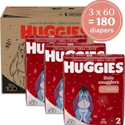Huggies Size 2 Diapers, Little Snugglers Baby Diapers, Size 2 (12-18 lbs), 180 Count