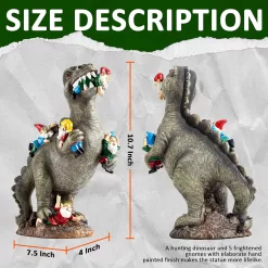 SOWSUN Dinosaur Gnomes Garden Statues Outdoor Decor Birthday Gifts for Mom Funny Gifts for Yard