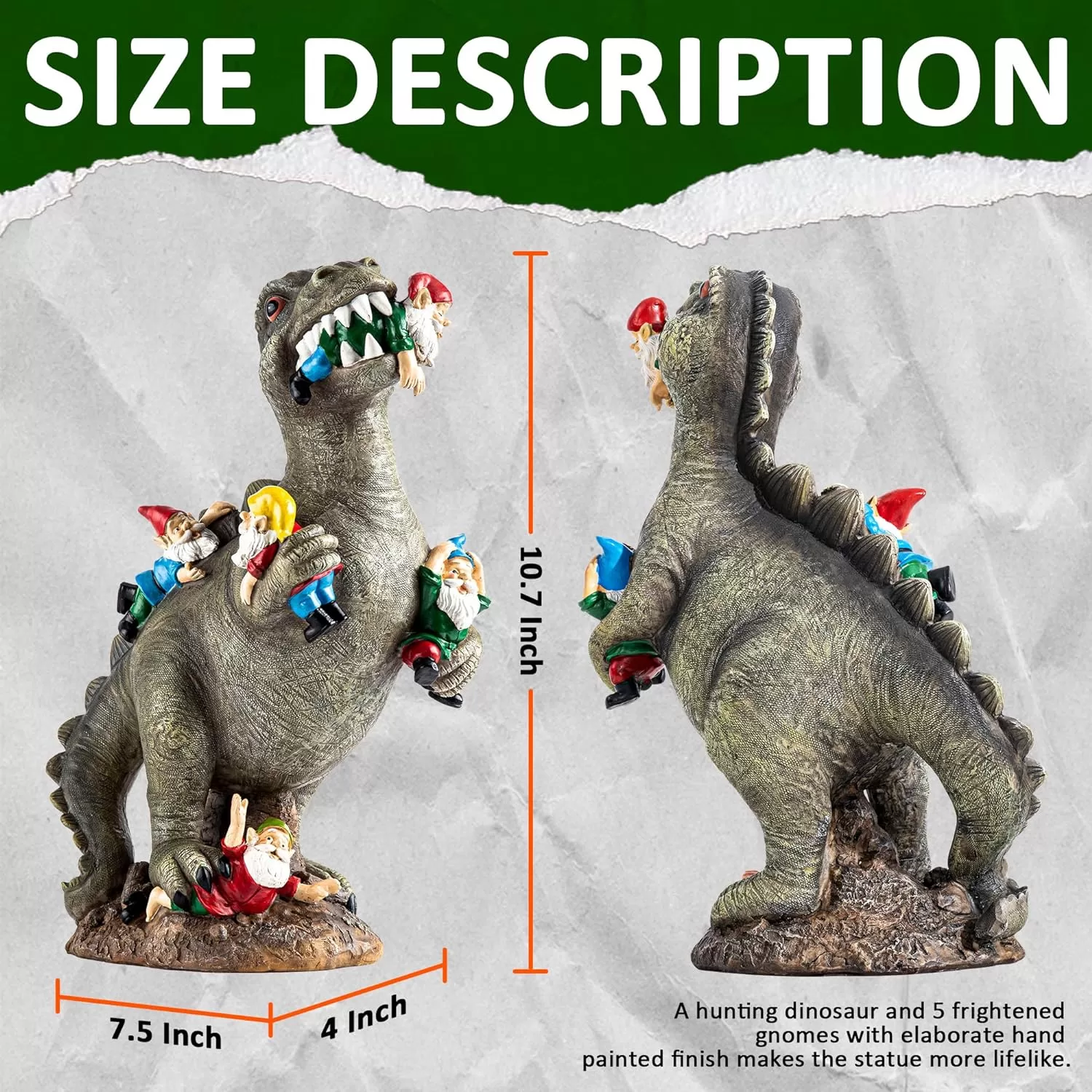 SOWSUN Dinosaur Gnomes Garden Statues Outdoor Decor Birthday Gifts for Mom Funny Gifts for Yard