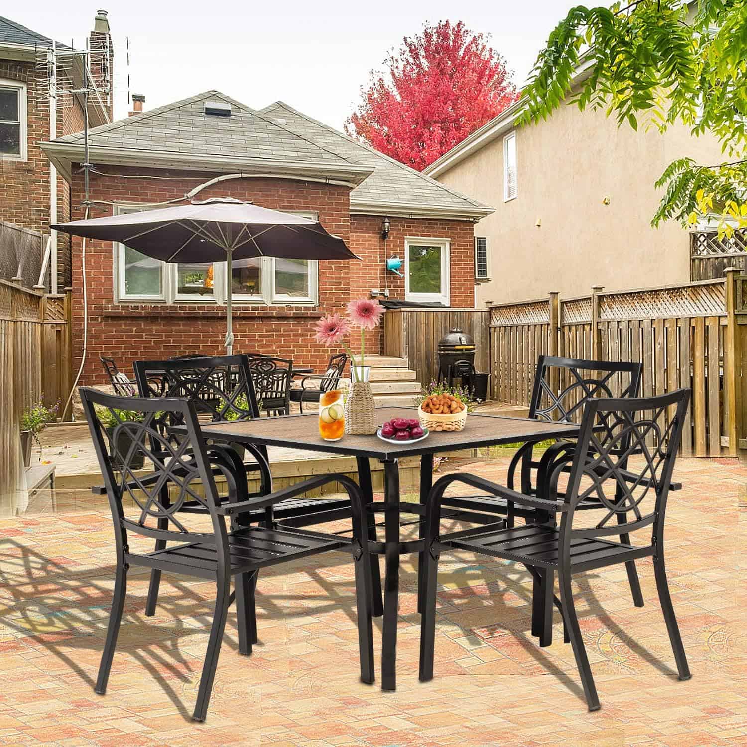 Incbruce 300lbs Patio Chairs Set of 4 Outdoor Dining Chairs, Metal Frame Stackable Patio Dining Chairs