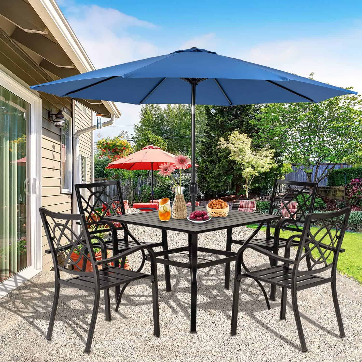 Incbruce 300lbs Patio Chairs Set of 4 Outdoor Dining Chairs, Metal Frame Stackable Patio Dining Chairs