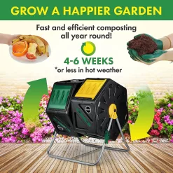 Miracle-Gro Dual Chamber Compost Tumbler – Easy-Turn, Fast-Working System (2 – 18.5gallon /70 Liter)