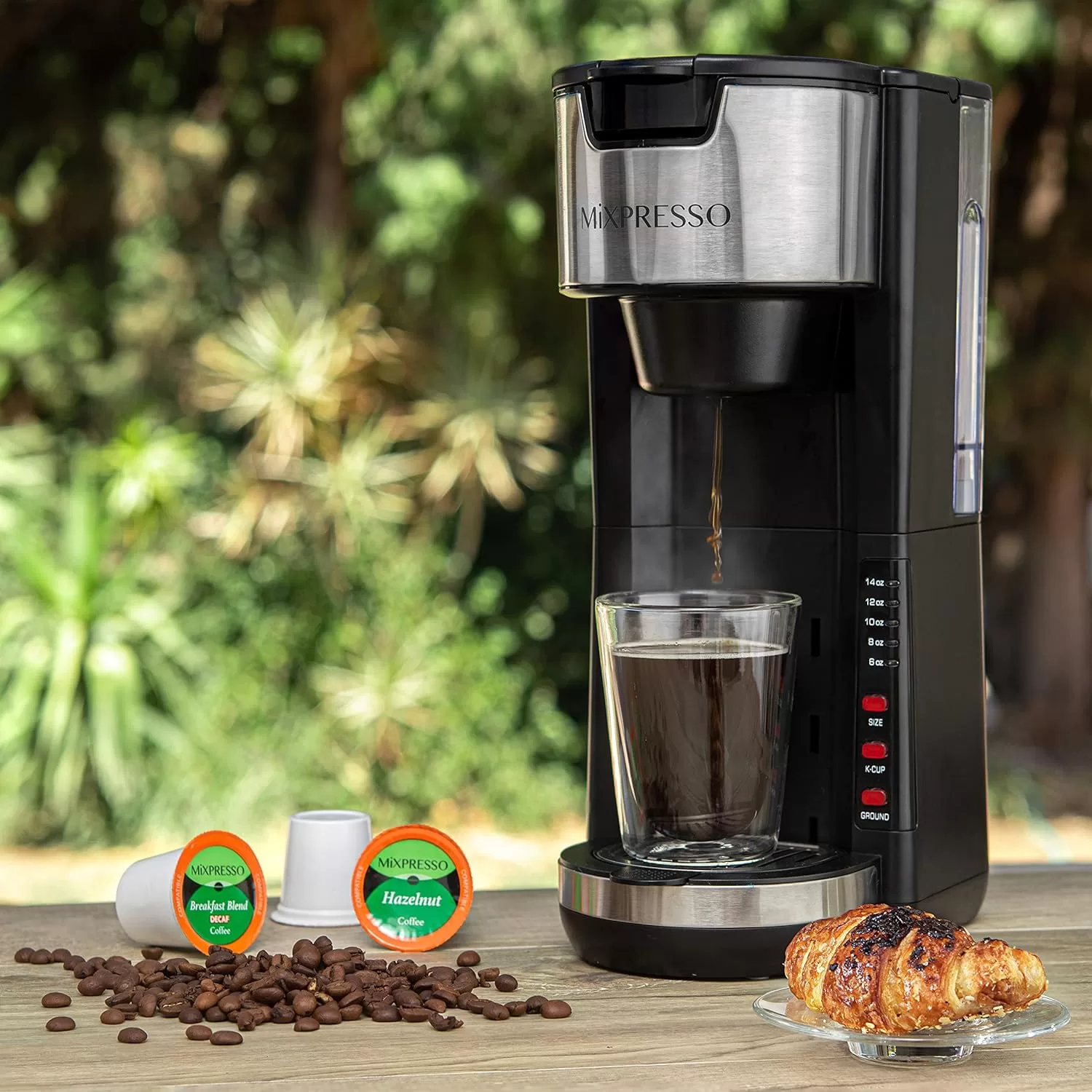 Mixpresso Single Serve Coffee Brewer K-Cup Pods Compatible & Ground Coffee, Black