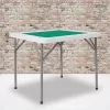Flash Furniture Silas 34.5" Square Folding Card Table, White/Green
