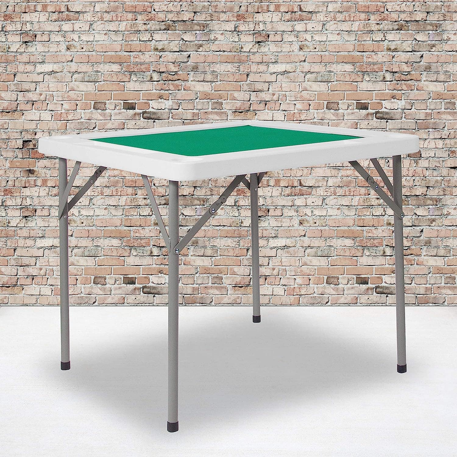 Flash Furniture Silas 34.5" Square Folding Card Table, White/Green