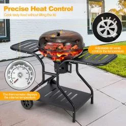 Costway 22 Inches 2 Layer Racks Barbecue Grill with Wheels for Outdoor Camping
