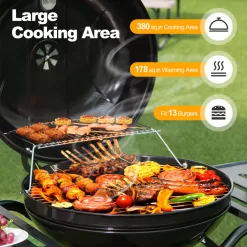 Costway 22 Inches 2 Layer Racks Barbecue Grill with Wheels for Outdoor Camping
