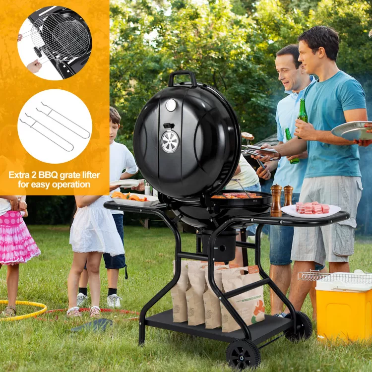 Costway 22 Inches 2 Layer Racks Barbecue Grill with Wheels for Outdoor Camping