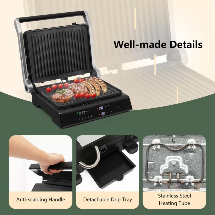 Costway 3-in-1 Electric Panini Press Grill with Non-Stick Coated Plates