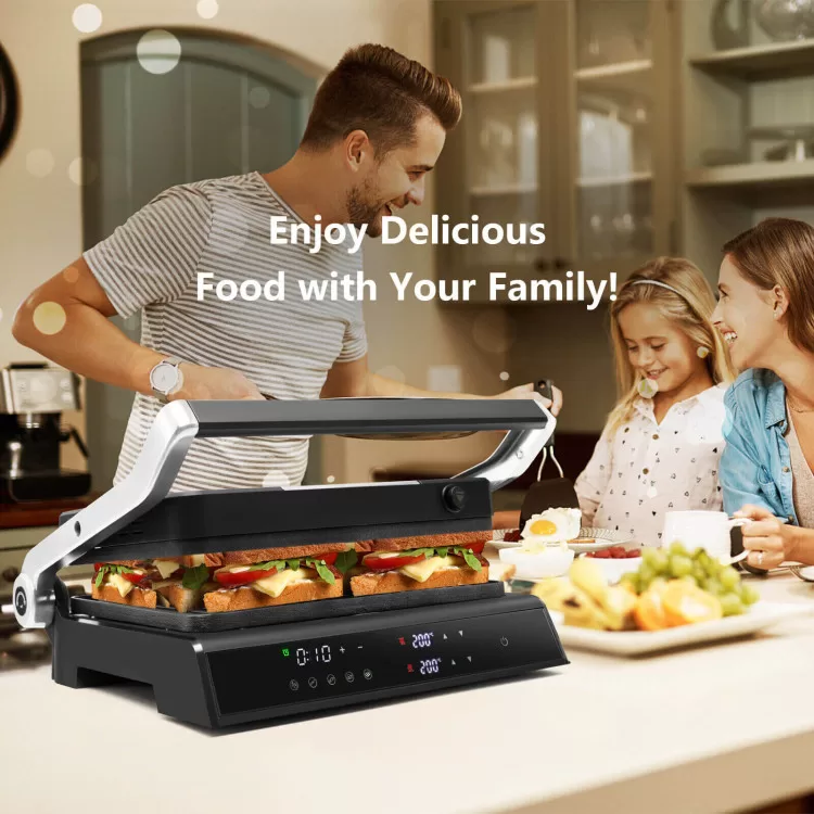 Costway 3-in-1 Electric Panini Press Grill with Non-Stick Coated Plates