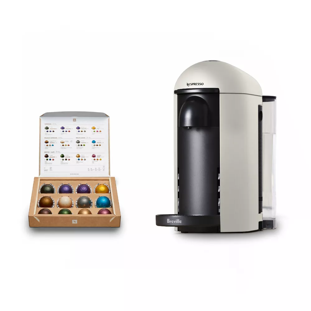 Nespresso VertuoPlus Single-Serve Coffee Maker and Espresso Machine by Breville, White