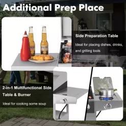 Costway 5-Burner Propane Gas BBQ Grill withSide Burner,Thermometer,Prep Table 50000 BTU
