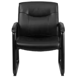 HERCULES Series 500 lb. Capacity Big & Tall Black Leather Executive Side Chair with Sled Base - Flash Furniture