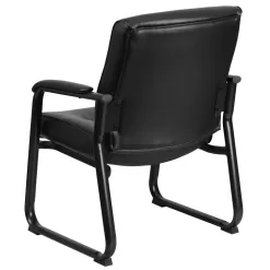 HERCULES Series 500 lb. Capacity Big & Tall Black Leather Executive Side Chair with Sled Base - Flash Furniture