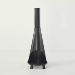 Hearth & Hand with Magnolia Wood Burning Outdoor Metal Fire Pit Chimenea Black